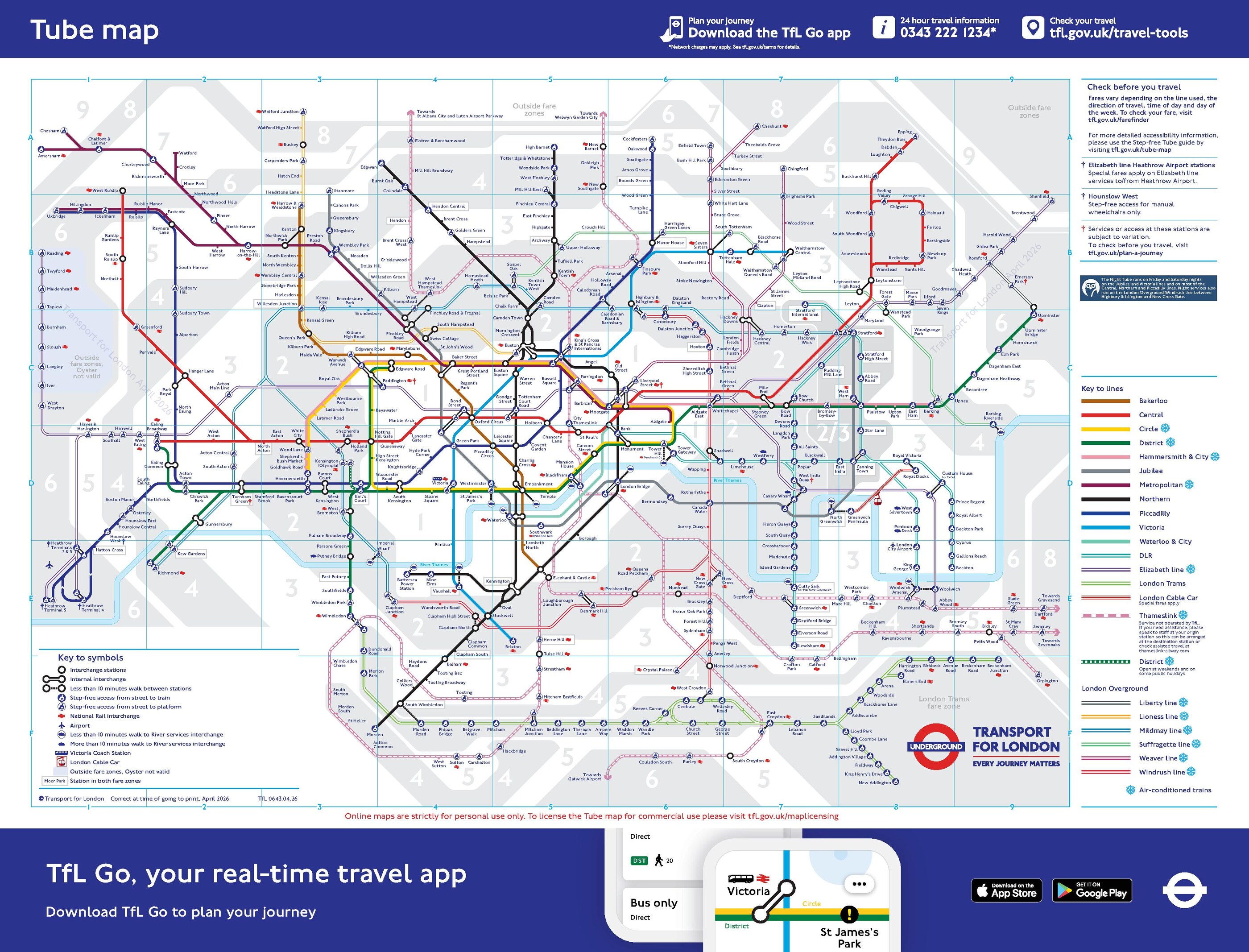 Standard London Underground tube map